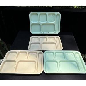 4 Vintage Dallas Ware & Arrowhead Divided Lunch Trays Melamine Heavy!